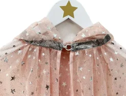 Capa hada de tul rosa estrellas