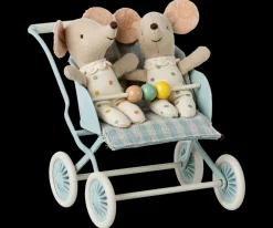 Cochecito para ratones bebe menta Maileg