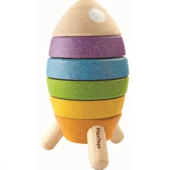 cohete apilable madera plantoys