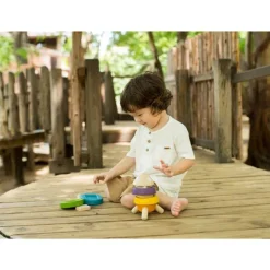 cohete apilable madera plantoys