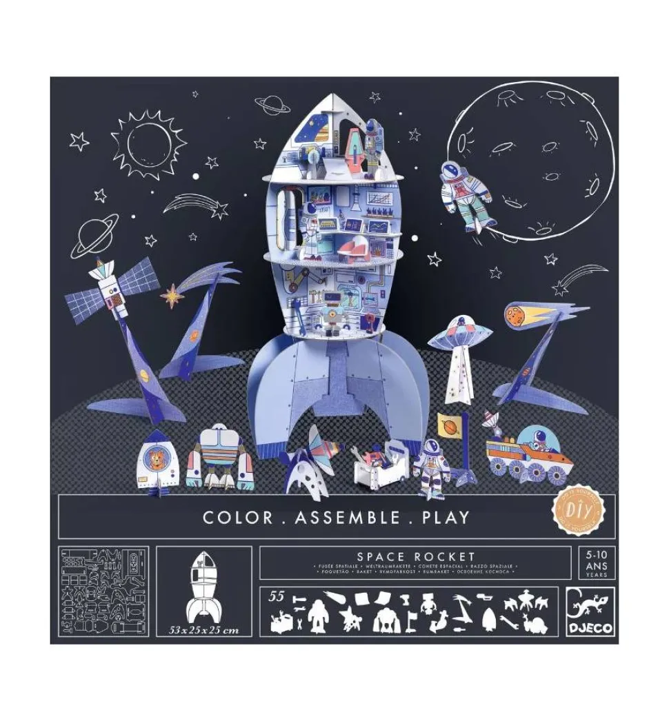 Cohete espacial colorear construir