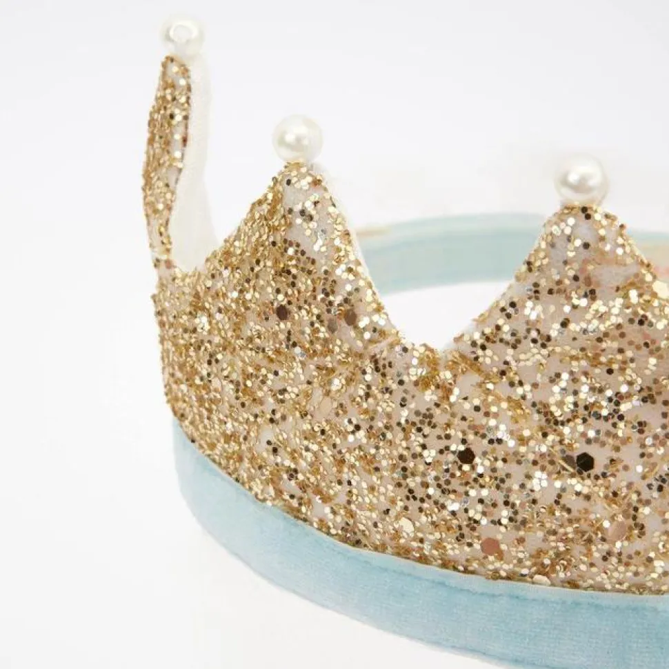 Corona de fiesta oro y perlas