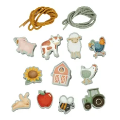 Figuras de madera para enlazar pequeña granja