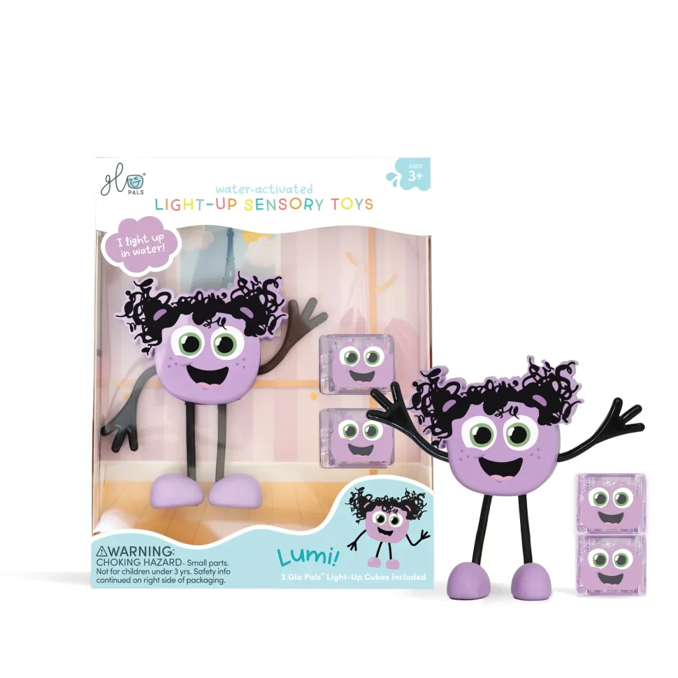 Glo Pals personaje + 2 cubos luz lumi lila