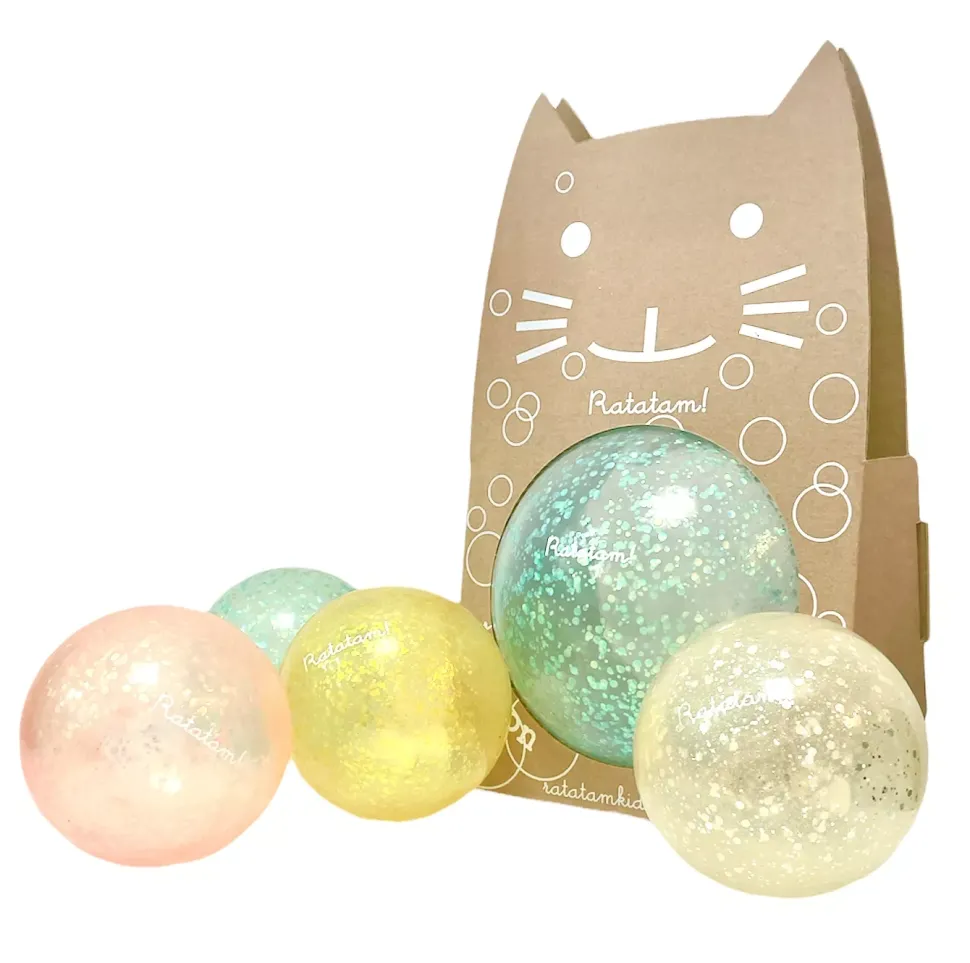 pelota gato rosa purpurina 15cm