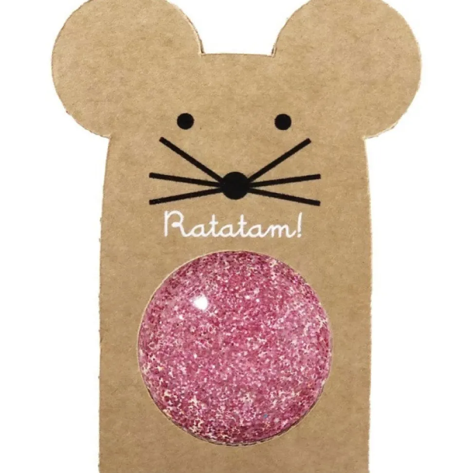 pelota ratón saltarina rosa purpurina 43mm