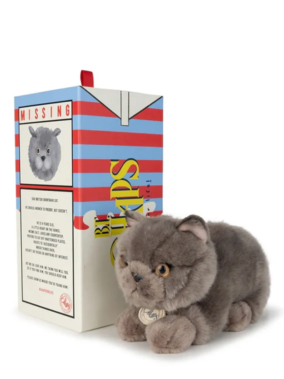 Peluche gato británico Freddy en caja de regalo gris