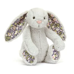 Peluche conejo plateado con flores bloom Mediano