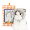 Peluche gato Fold Escocés Amelie en caja de regalo blanco/gris