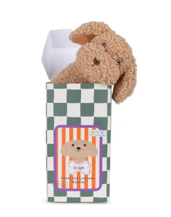 Peluche Lionel el Labrador sonajero en caja de regalo beige