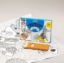 Pocket OMY Atlas para colorear + 6 lápices color