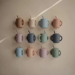Taza didáctica más pajita silicona cambridge blue